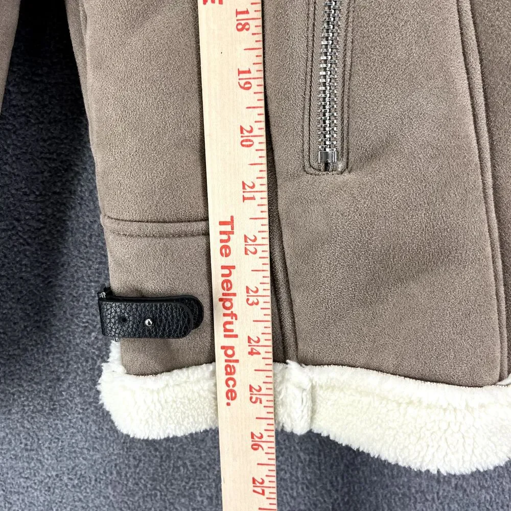 DRIFTWOOD Jacket womens Small faux suede beige embroidered sleeves Fleece lined - Picture 10 of 16